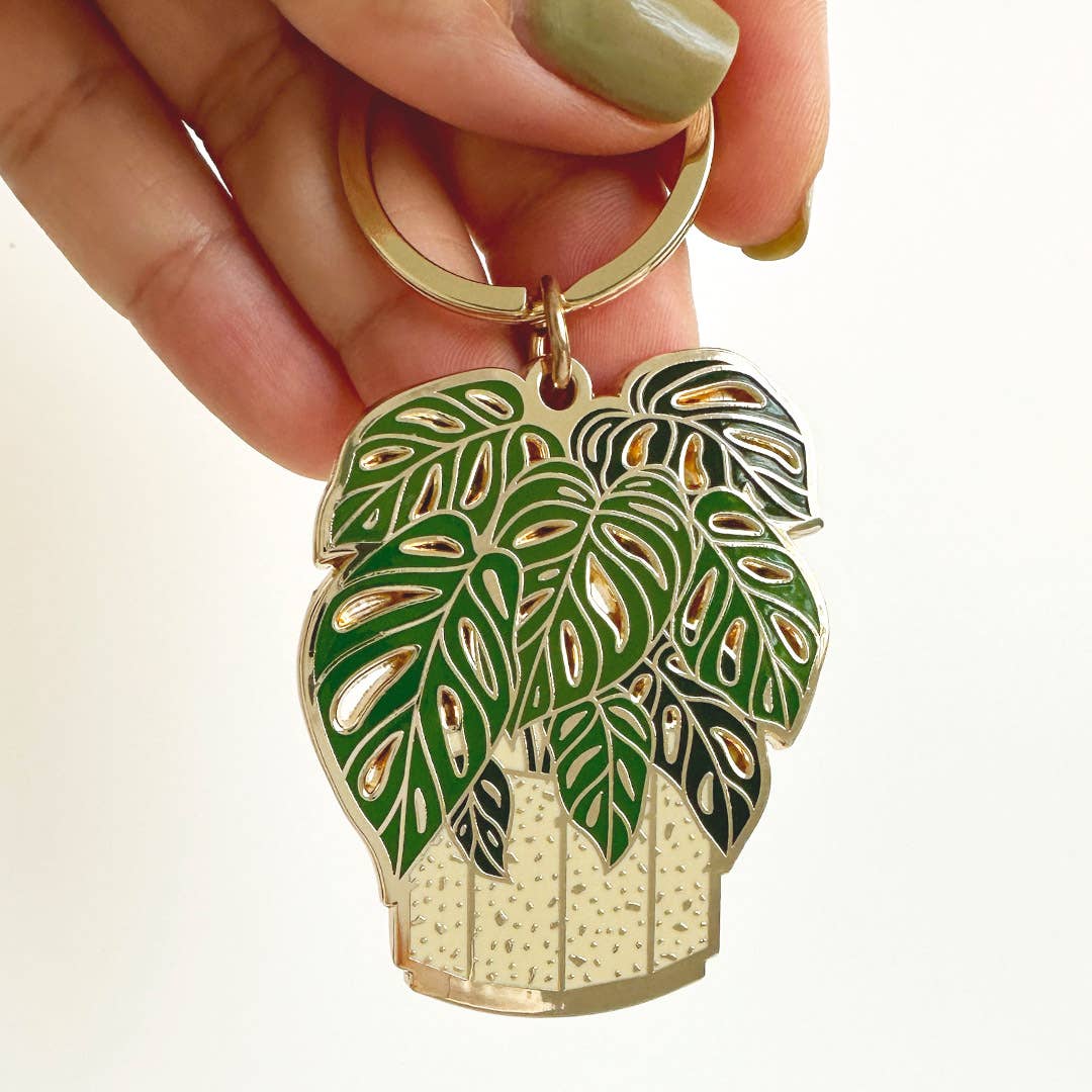 Swiss Monstera Plant Keychain | Summer Gift + Garden Gift