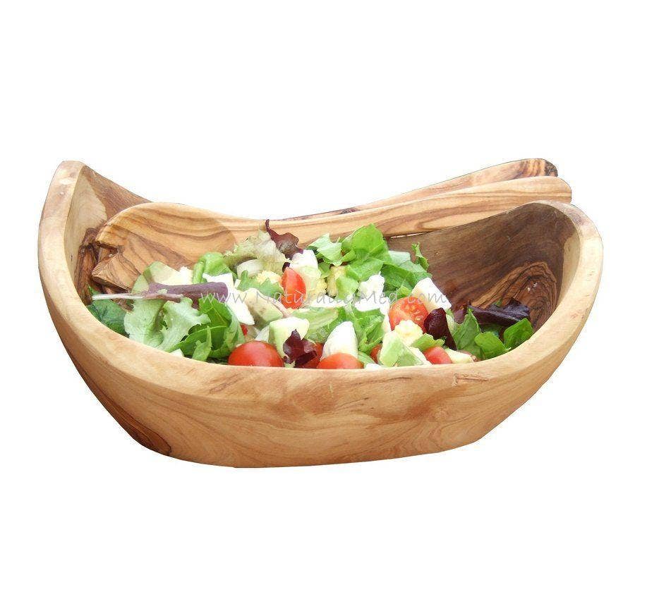 Olive Wood Natural Boat Shaped Fruit / Salad Bowl: 12.5''