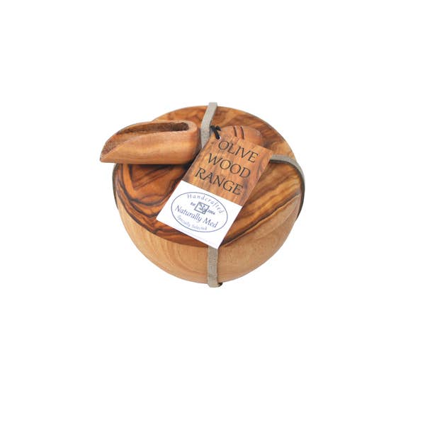 Olive Wood Salt Cellar and Salt Scoop Gift Set