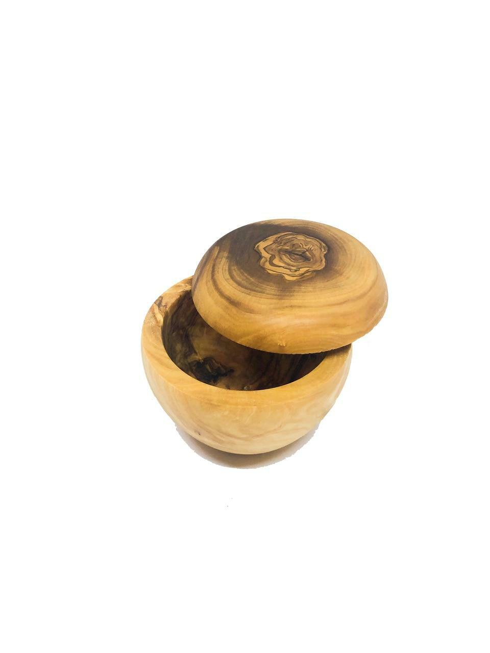 Olive Wood Salt Cellar with Lid
