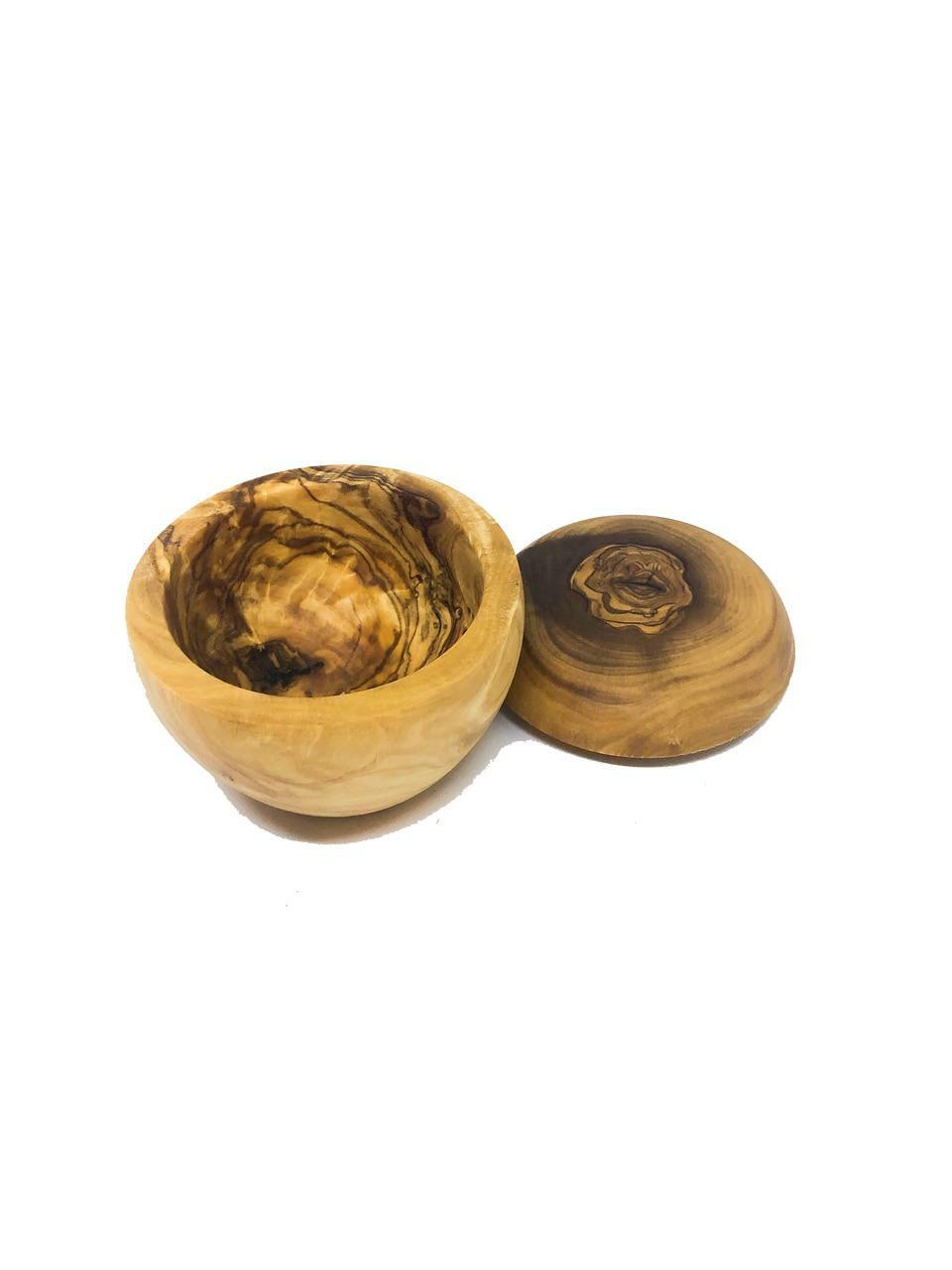 Olive Wood Salt Cellar with Lid