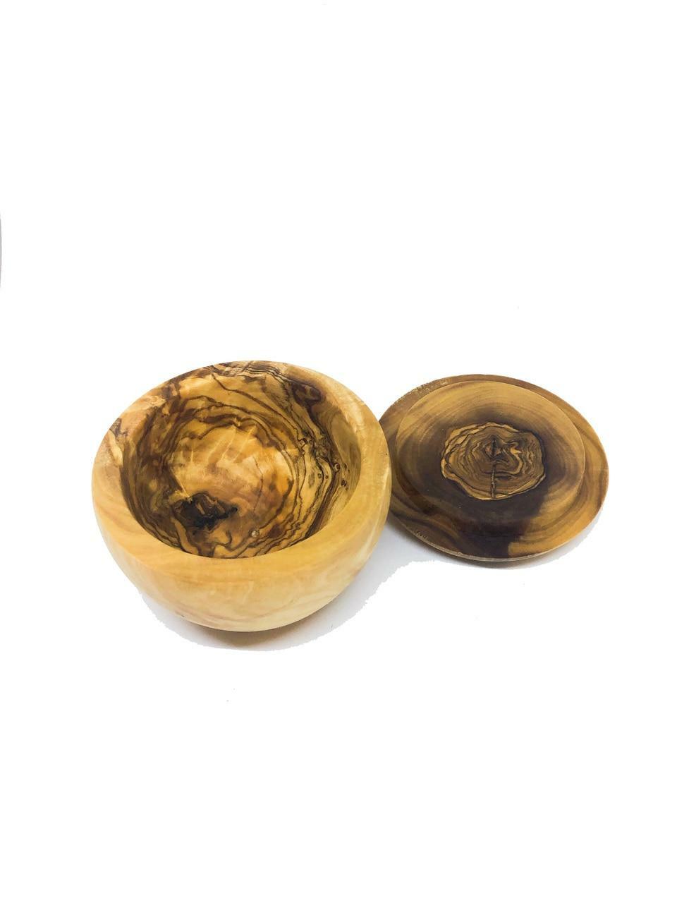 Olive Wood Salt Cellar with Lid