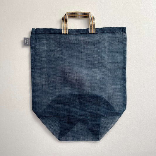 100% cotton gauze net eco produce bags with handle - medium: Navy