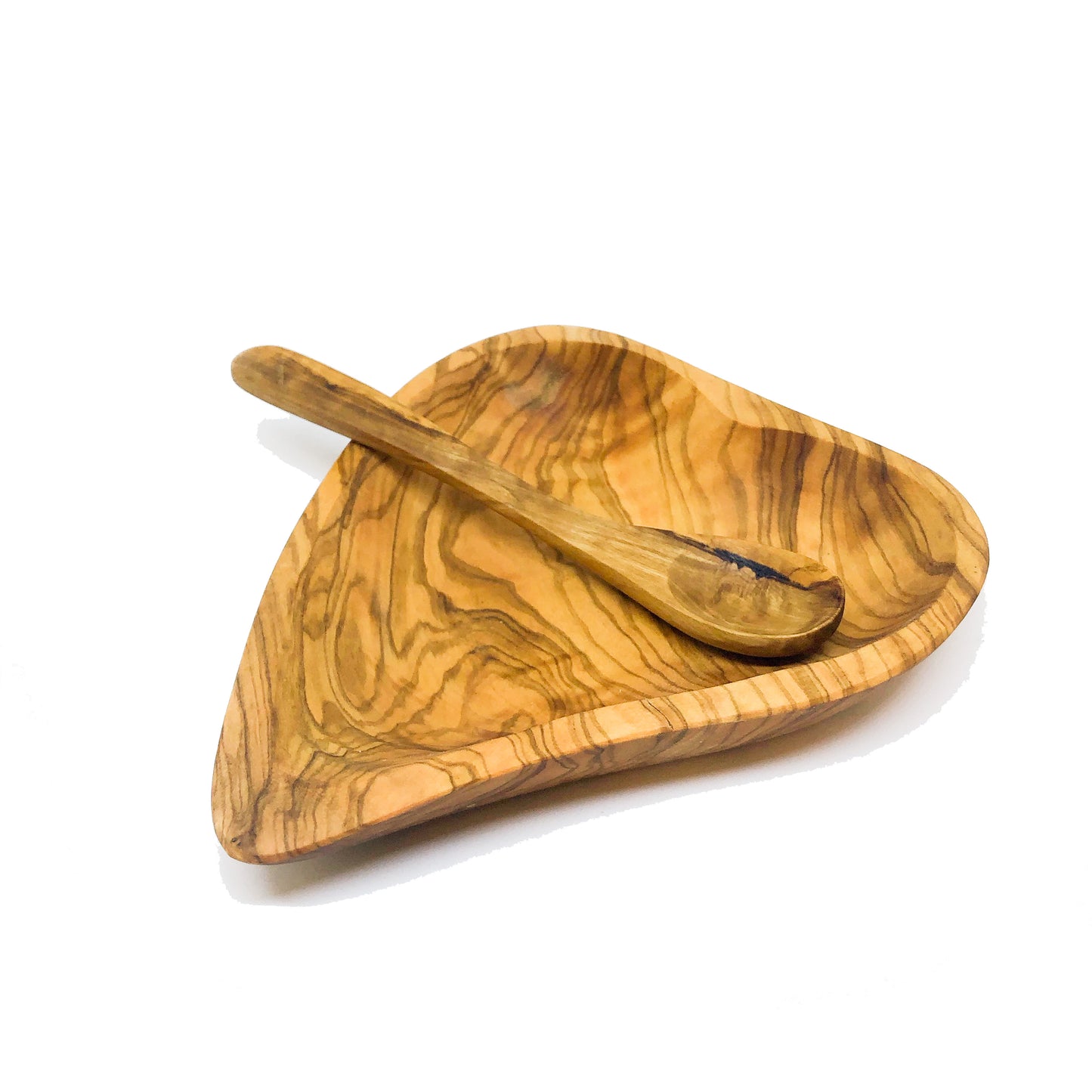 Olive Wood Heart Dish and Spoon Set