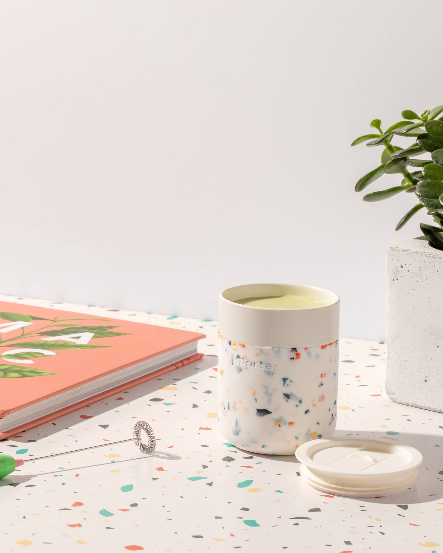 Reusable Ceramic Mug: Terrazzo Blush / 12 oz