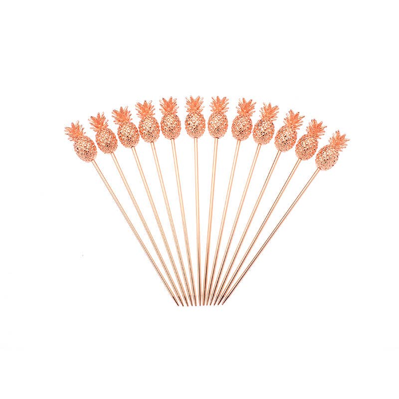 Barfly Cocktail Picks, Pineapple, Copper Plated, Set 12