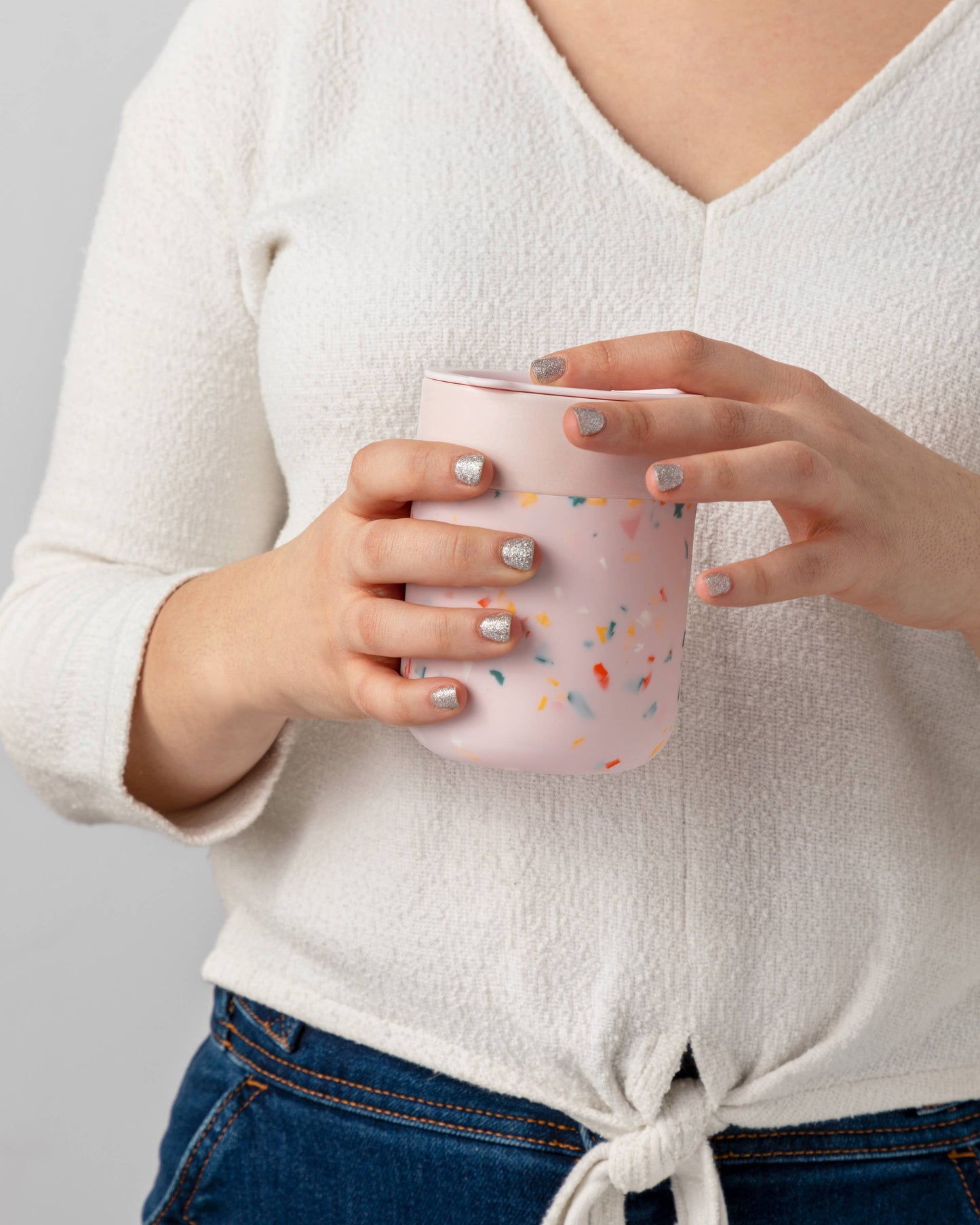 Reusable Ceramic Mug: Terrazzo Blush / 12 oz