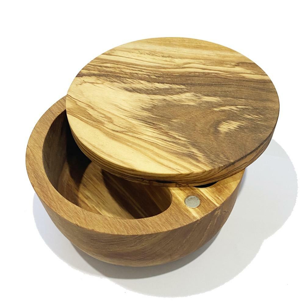 Olive Wood Salt Cellar with Two Compartments - Kailua Seasoning Company